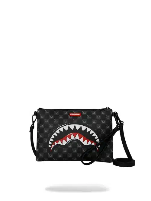 Sharks in Paris WTF Bubbly Black Check Crossover Clutch
